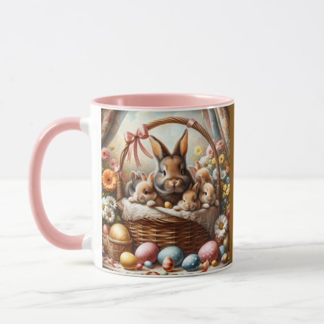 Caneca Easter Bunny Basket Cute Spring Bunny (Esquerda)