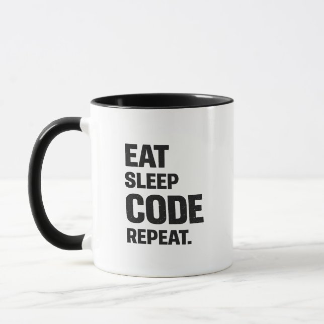 Caneca Eat Sleep Code Repeat – Funny Programmer Humor (Esquerda)