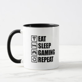 Caneca Eat Sleep Gaming Repeat - Cadeau Parfait pour Game