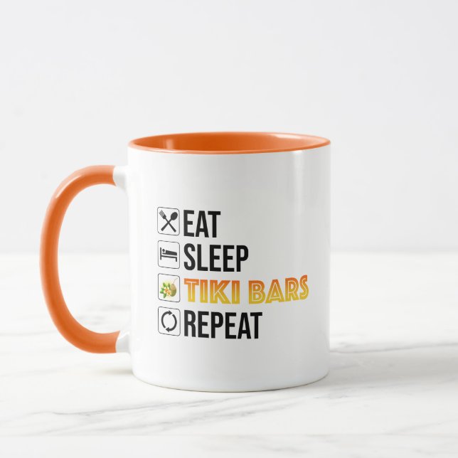 Caneca Eat. Sleep. Tiki Bars. Repeat (Esquerda)