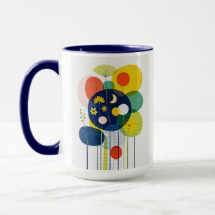 Caneca Eclético Floral Cósmico Moderno Botânico Retrô Som