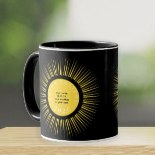 Caneca Eclipse total do sol 2026 seu texto personalizado