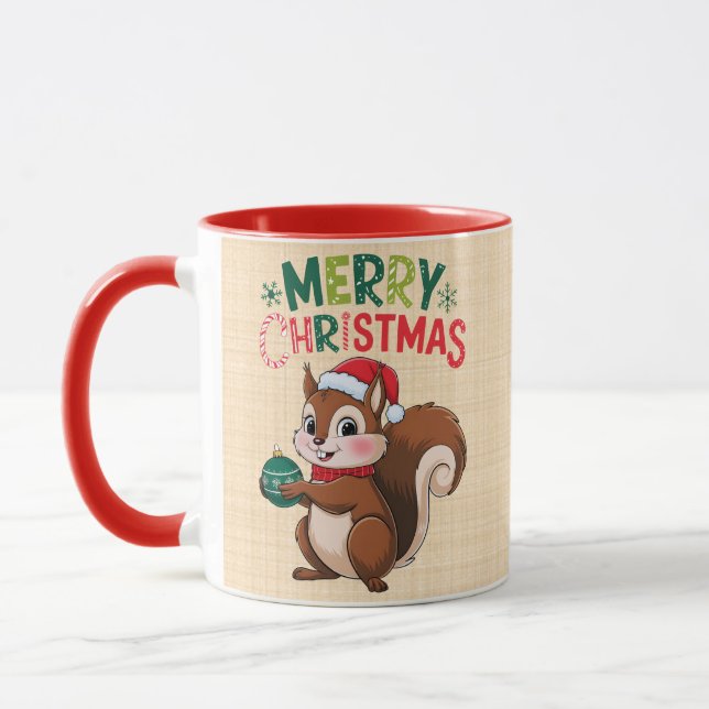 Caneca Écureuil de Noël festif avec boule de noël  (Esquerda)