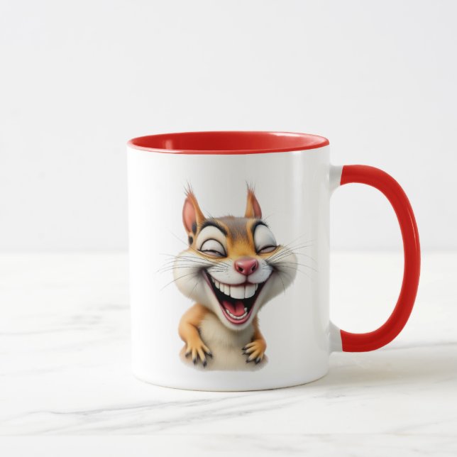 Caneca Écureuil hilarant, sourire et yeux plissés. (Direita)