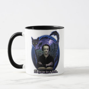 Caneca Edgar Allan Poe Gothic Mug - Raven Assaltado e Cat