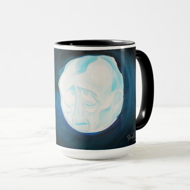 Caneca Edgar Allan Poe "para a lua nunca irradia-se." (Frente Esquerda)