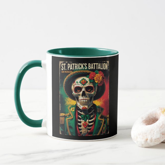 Caneca Edgy Saint Patricks Battalion Celtic Skull Mug (Com Donut)