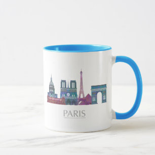 Caneca Edifícios Coloridos do Skyline em Paris