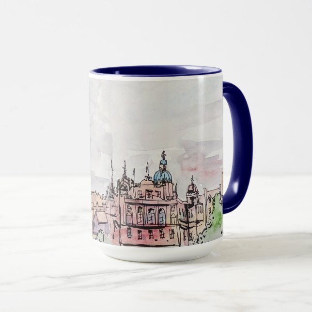 Caneca Edinburgh Scotland Watercolor Mug (Frente Esquerda)