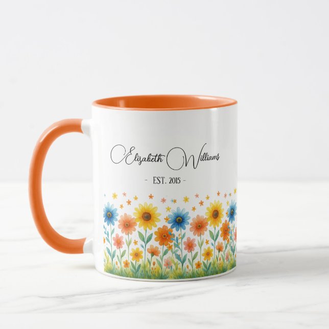 Caneca Edit Wildflower Gift | Name & Established Year (Esquerda)