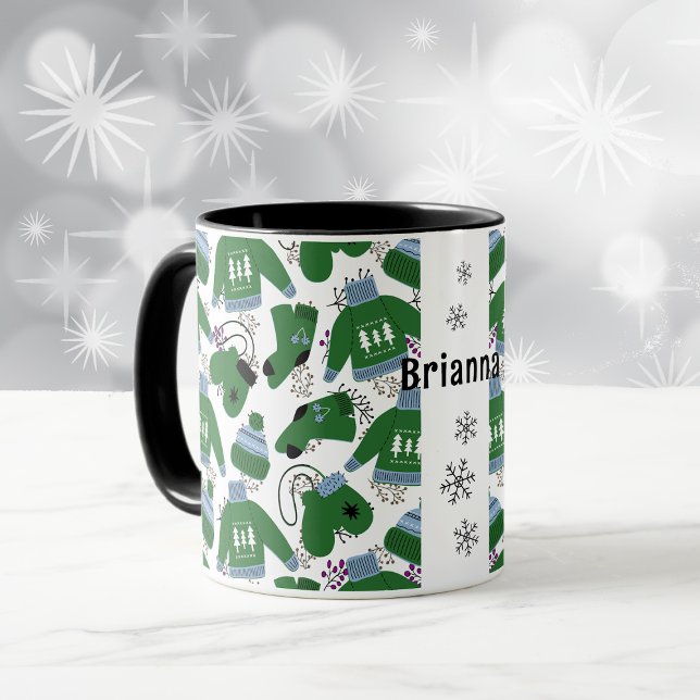 Caneca Edulcoradores de inverno nórdicos e Mug Verde Mitt (Criador carregado)