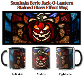 Caneca Efeito de Vitral de Jack-O-Lanterna Sinistro de Sa