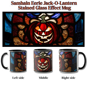 Caneca Efeito de Vitral de Jack-O-Lanterna Sinistro de Sa