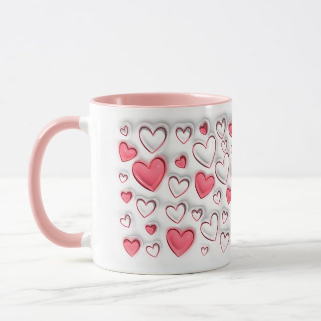 Caneca Efeito inflado em 3D Padrão cardíaco (Esquerda)