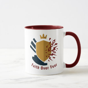 Caneca Efesios 6:12 Arma de Deus escudo coroa emblema