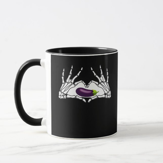 Caneca EggPlant Classic - Skeleton mãos Heart (Esquerda)