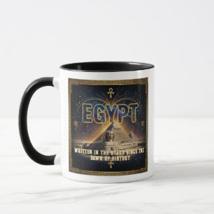 Caneca Egito Celestial Esfinge Pirâmides Galáxia Poster