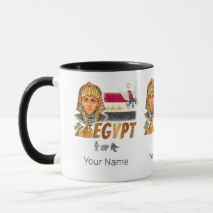 Caneca Egito Vintage Pharaoh Flag E Pirâmides Souvenir