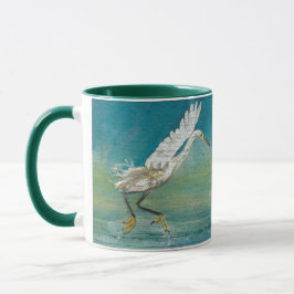 Caneca Egret Bird Ocean Teal Art
