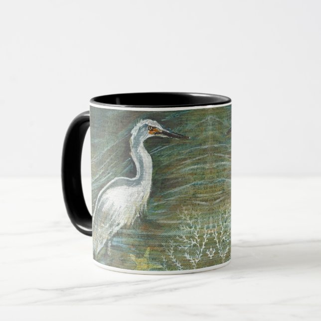 Caneca Egret Bird Water Art (Frente Esquerda)