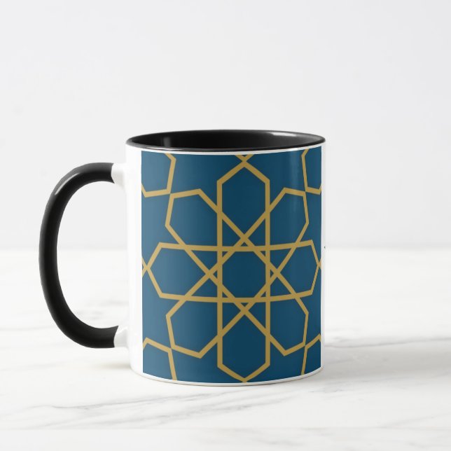 Caneca Eid Mubarak Geométrico Design Blue (Esquerda)