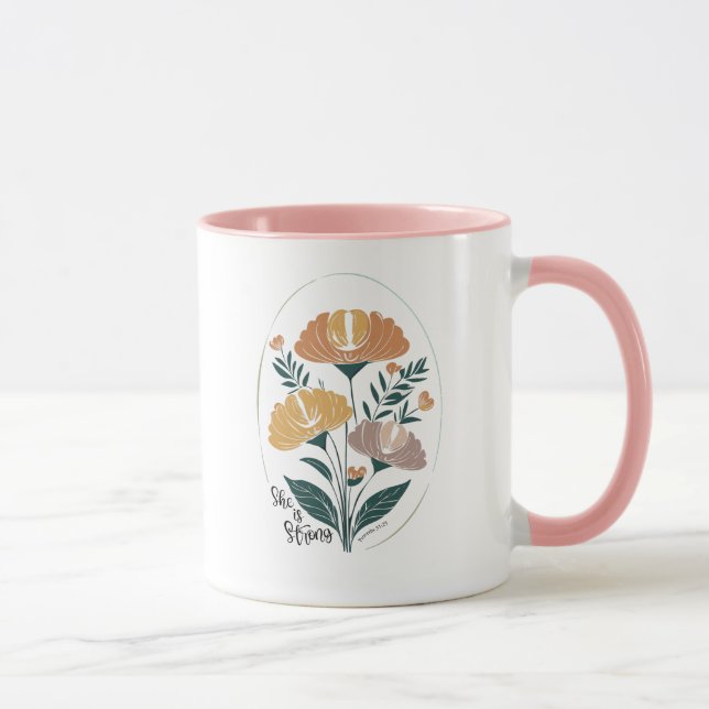 Caneca Ela é forte Psalm Boho Christian Inspirational T (Direita)