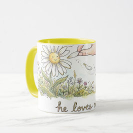 Caneca Ele me ama - Margarida me ama não Combinação Capri