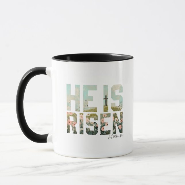 Caneca Ele Ressuscitou Boho Páscoa Cristão Jesus (Esquerda)