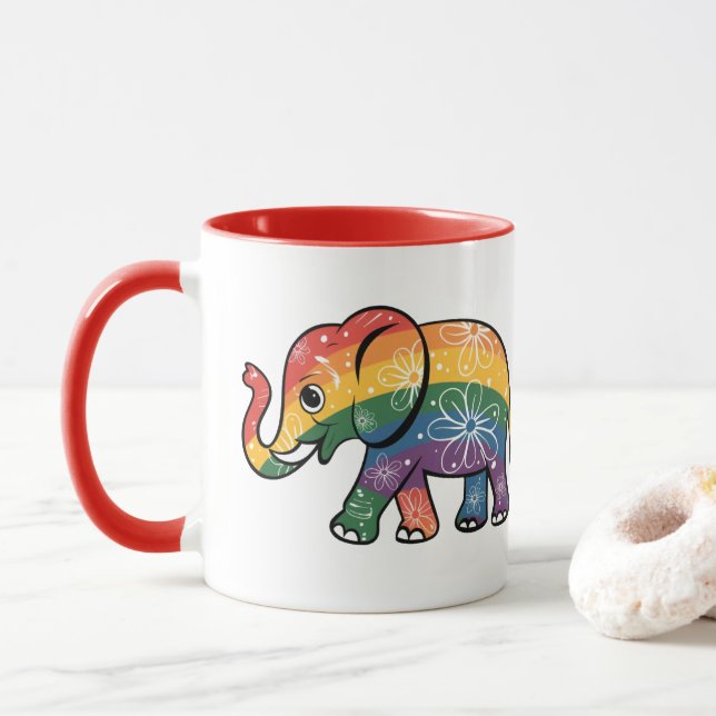 Caneca Elefante arco-íris (Com Donut)