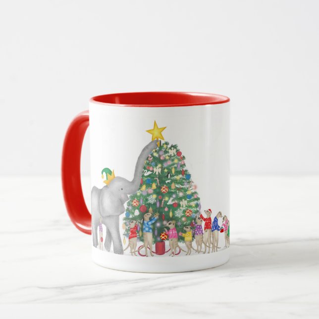 Caneca Elefante bonito e sapata de Natal (Frente Esquerda)