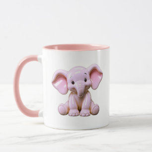 Caneca Elefante Cartoon Fofinho Personagem Bebê Rosa Past