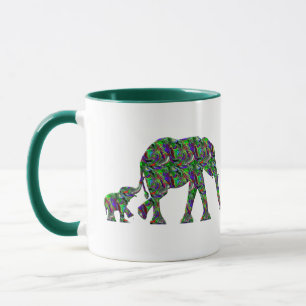 Caneca Elefante-Cinto e Elefante-Bebê Design de Café-Mug