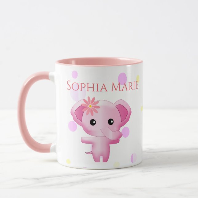 Caneca Elefante De Bebê Rosa Bonito (Esquerda)
