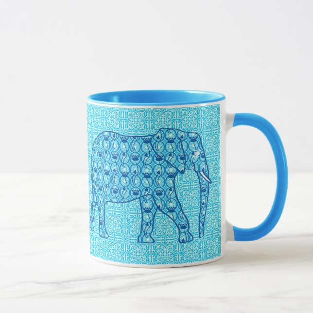 Caneca Elefante de flor de lótus - turquesa (Direita)