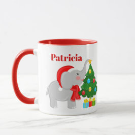 Caneca Elefante e árvore natalícia festiva