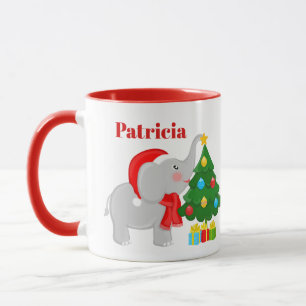 Caneca Elefante e árvore natalícia festiva