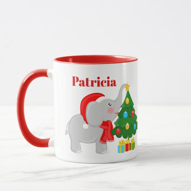 Caneca Elefante e árvore natalícia festiva (Esquerda)