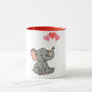 Caneca Elefante fofo no dia dos namorados