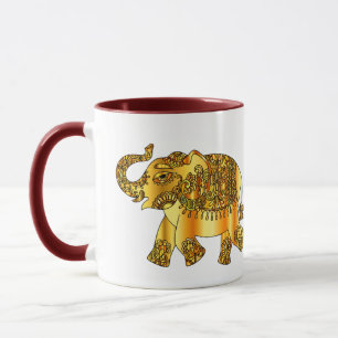 Caneca Elefante ornamentado com o tronco aumentado para a