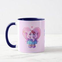 Elefante Rosa Bonito Apaixonado (com seu Nome)