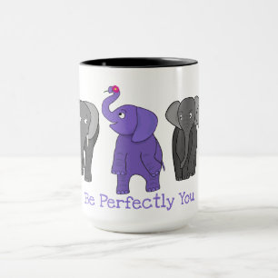Caneca Elefante Roxo "Seja Perfeitamente Você"