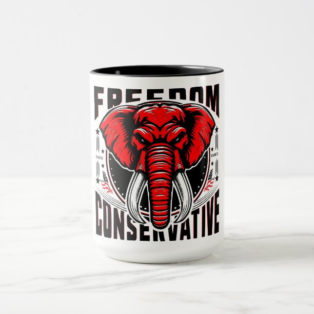Caneca Elefante Vermelho | Faith Family Freedom Conservad (Centro)