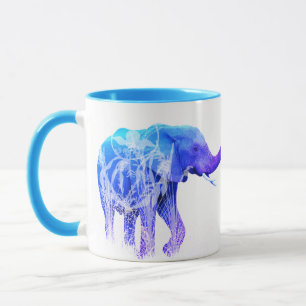 Caneca Elefantes de Arte Digital Animal Modernos