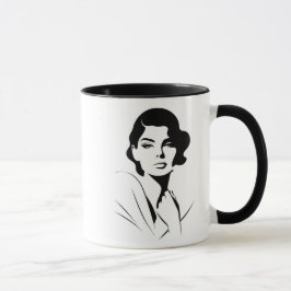 Caneca Élégance intemporelle en noir et blanc.