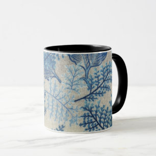 Caneca Elegância Botânica: Folhas Azuis e Blooms