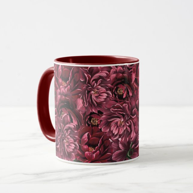 Caneca Elegância da Flor Burgundy (Frente Esquerda)