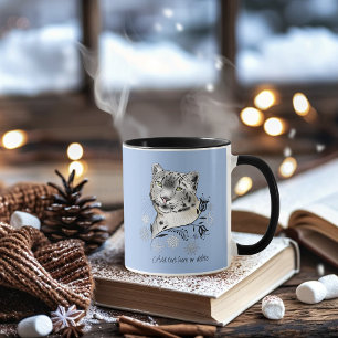 Caneca Elegância de Inverno do Leopardo da Neve Azul Floc