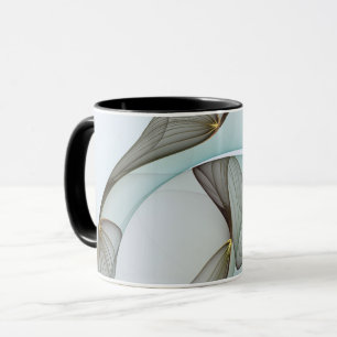 Caneca Elegância Dourada abstrato Moderna Turquesa Brown