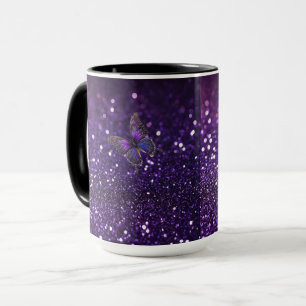 Caneca Elegância Encantadora: A Borboleta Roxa Sparkle