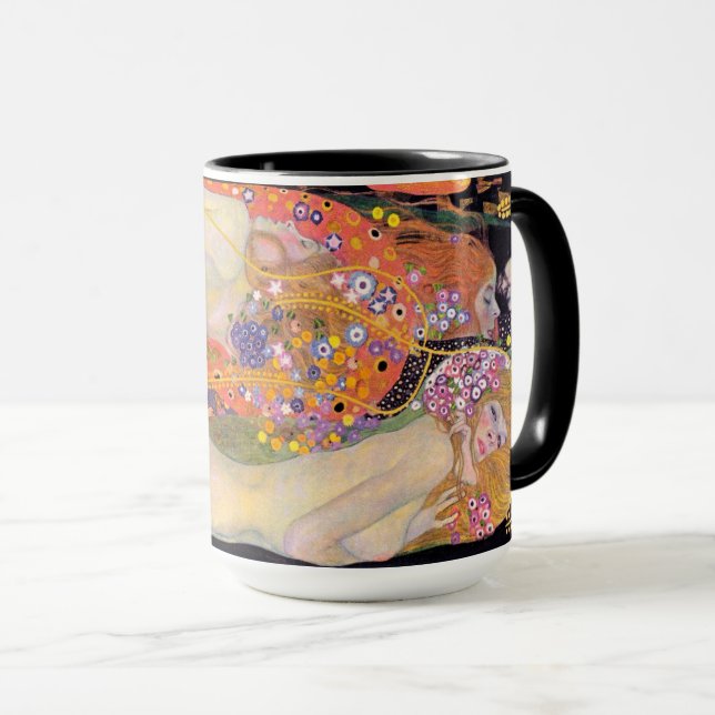 Caneca Elegância Eterna: Serpentes de Água de Gustav Klim (Frente Esquerda)